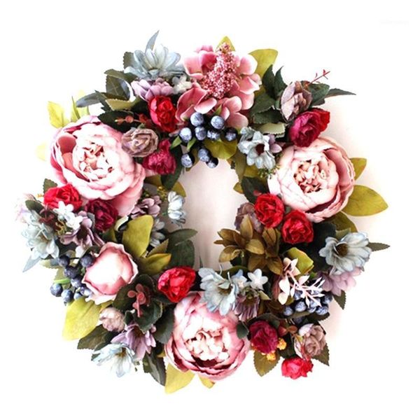 

simulation peony wreath 14-inch door decoration wall ornaments candlestick garland flower1