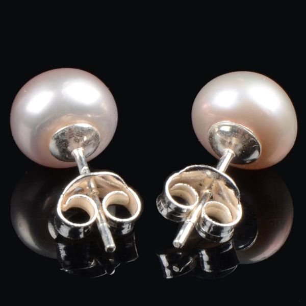 

pink white real nature freshwater pearl earrings of sterling stud earring for women pearl jewelry 8mm wmtizy