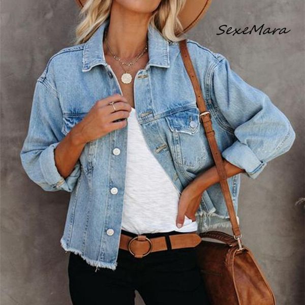 

fashion streetwear women denim jackets 2020 new arrival tassel single breasted loose jackets, Black;brown