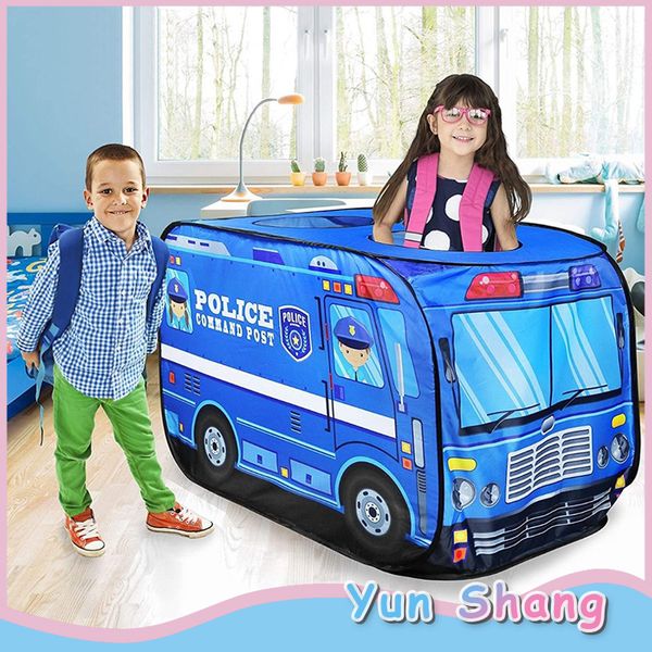 

children's play tent firefighter policemen pretend play fire truck/police car design kids gamehouse toy hut easy fold playhouse 1020