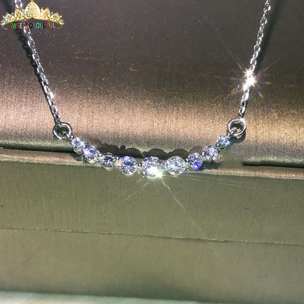 

jewelry 100% 18k gold moissanite diamond necklace with a certificate 006, Silver