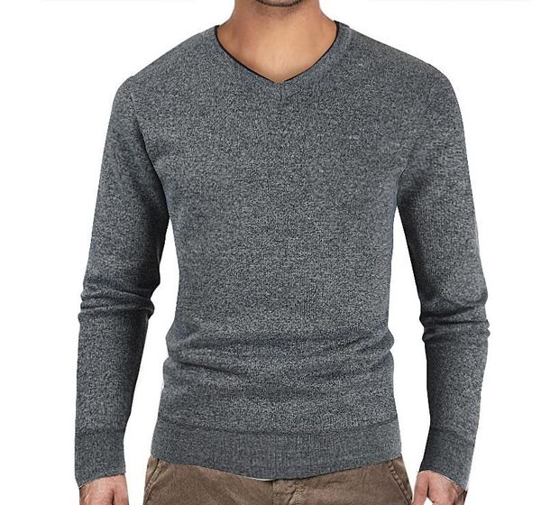 

men's sweaters winter v-neck solid color sweater casual pullover, White;black