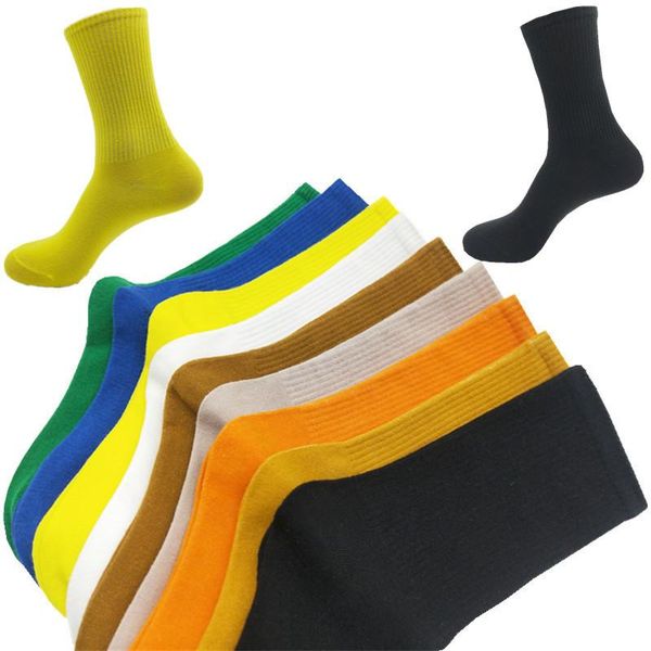 

socks women's tube socks bunching solid color ins fashion candy color pure cotton autumn and winter stockings men's versat, Black;white