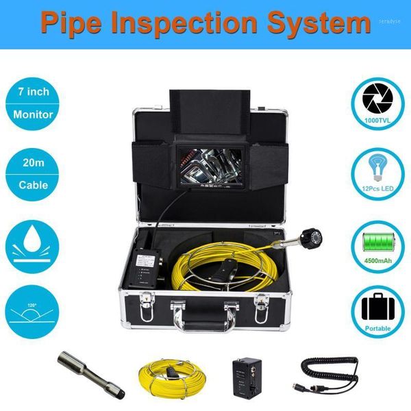 

23mm lens industrial endoscope drain pipe sewer inspection camera equipment 7" lcd monitor 20m cable1