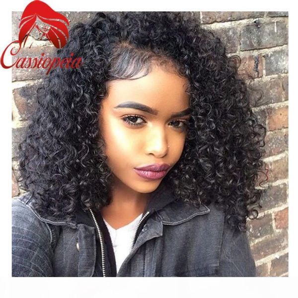 

brazilian human hair kinky curly 8a glueless full lace wigs lace front wigs virgin hair unprocessed part wigs kinky curly, Black;brown