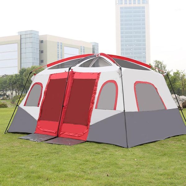 

tents and shelters large tent outdoor camping rainproof sunscreen 8-10-12 people two rooms one living room multi-person tent1