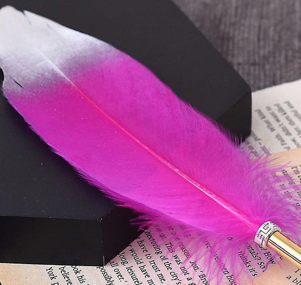 

ostrich feather quill ballpoint pen for wedding signature birthday party gift home deco wmthxb lottery2010, Blue;orange
