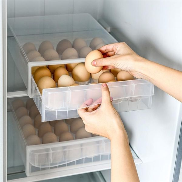 

30 grids stackable plastic refrigerator storage drawer case egg organizer box dispensers basket storage kitchen accessories