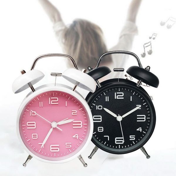 

other clocks & accessories 1pc 4 inch metal analog loud alarm clock with bell backlight stereoscopic dial night light table deskclocks1