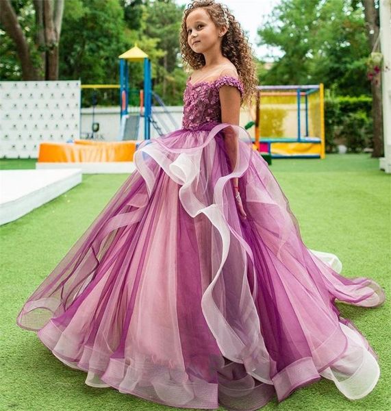 

fuchsia tiered tulle flower girl dress jewel sheer neck sleeveless appliqued lace beaded pageant gown sweep train birthday gown custom made, White;red