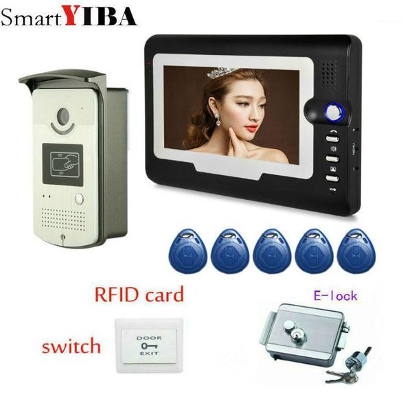 

smartyiba 7" wired video intercom video door phone doorphone doorbell intercom system for home apartment with electric lock +1