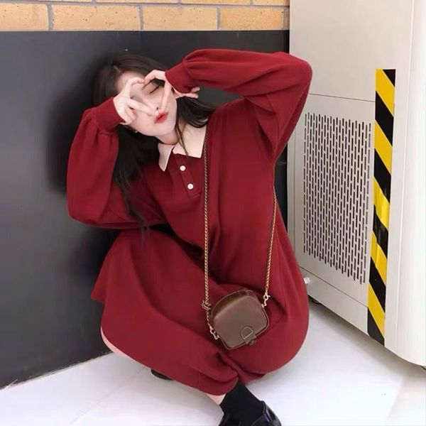 

2020 autumn new and net red fashion spicy mother knitting pregnant woman sweater loose medium length skirt drs winter, White