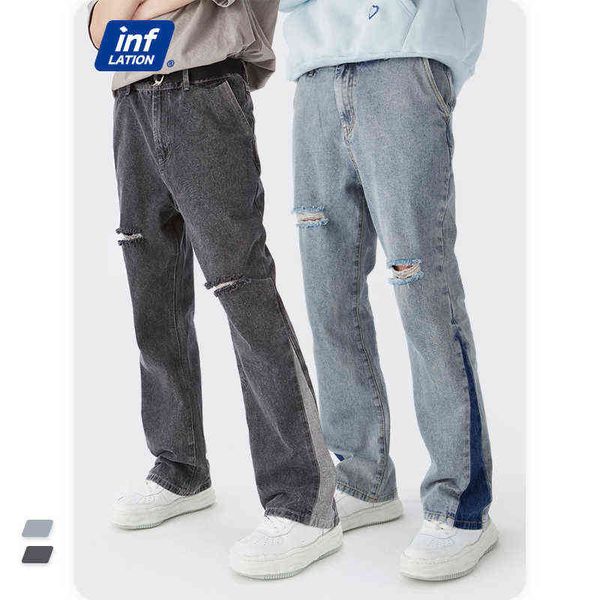 Inflatie streetwear Stijl bootcut mannen zwarte jeans unisex blauw flare denim broek vintage gewassen 13026w 0309