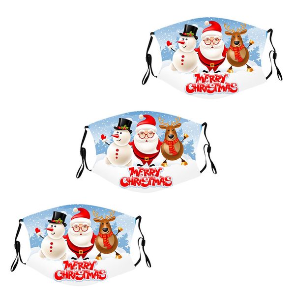 

3pcs kids child mouth caps christmas headband bandana mouth cap print face mask mondkapjes kerst mondmasker mascarillas masque bbywye, Black