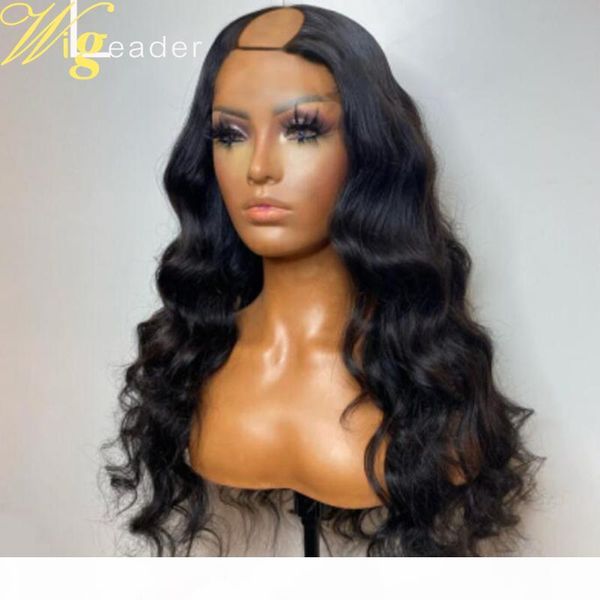 

remy human hair u part lace wigs 150% density loose wave glueless lace u wigs bleach knot hair for black women, Black;brown