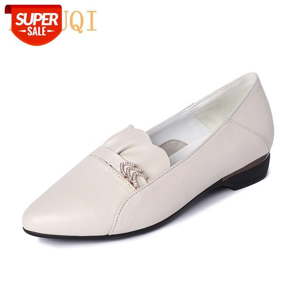 

women flat shoes large size 2020 new genuine leather women's fashion shoes pointed comfortable mom single women #yp11