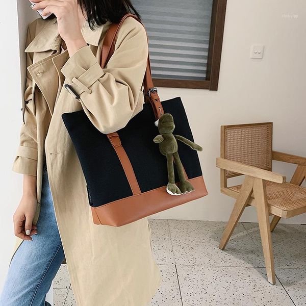 

simple fashion canvas bag korean-style shoulder women's bag big new style shoulder bag/ hand large capacity lady1