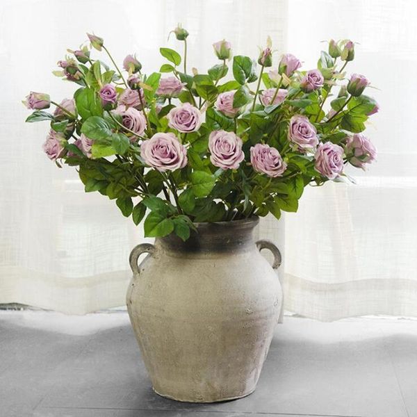 

decorative flowers & wreaths 5heads artificial england rose branch silk+plastic flores fake for home el decor wedding decoration roses diy w