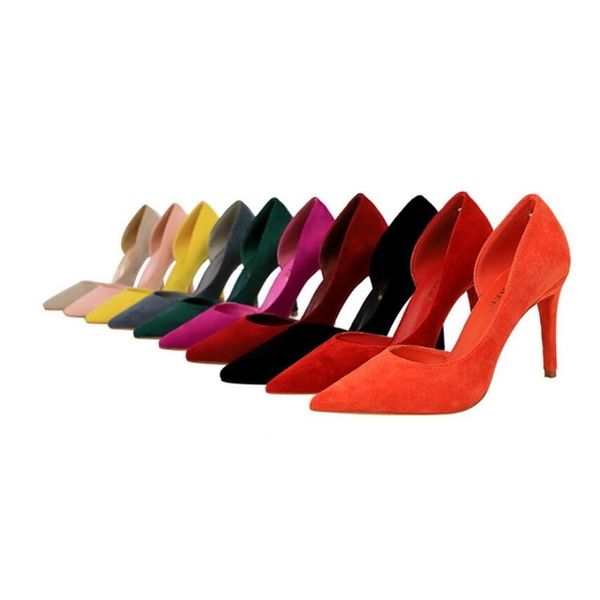 

2020 will see women high new fashion leaping ladies fine finger pointed shoe bombs leather shoes tacones 18 ps49, Black