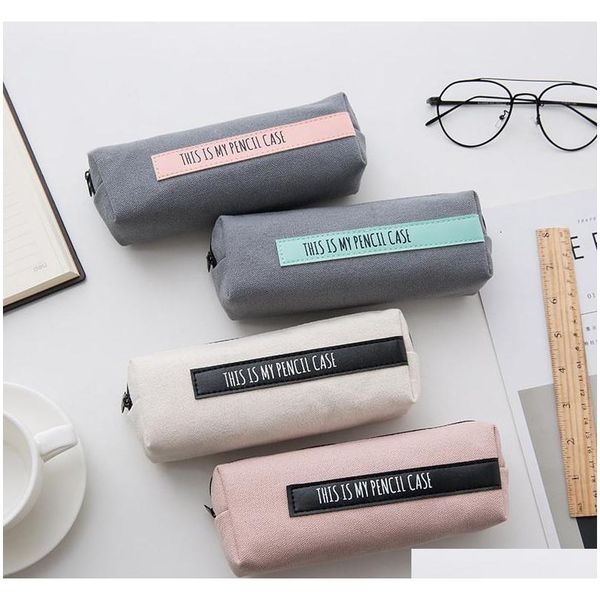 canvas pencil case high capacity pencil bags cute letter pencil bags for girls gifts school supplies creative korean stationery wzthc