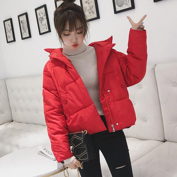 

ewq] 2020 autumn winter new long sleeve warm winter thick casual jacket plus size parka hooded thick down parka red multicolor, Black