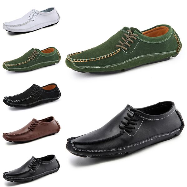 

new non-brand men soft lazy peas shoes white black gray brown fashion outdoor pedal leather handmade casual mens sneakers