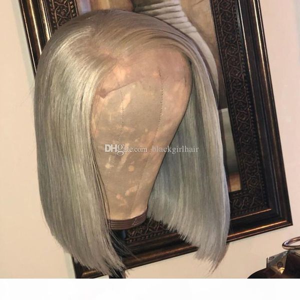 

grey full lace human hair wigs ombre gray brazilian straight human hair wigs with baby hair for black woman, Black;brown