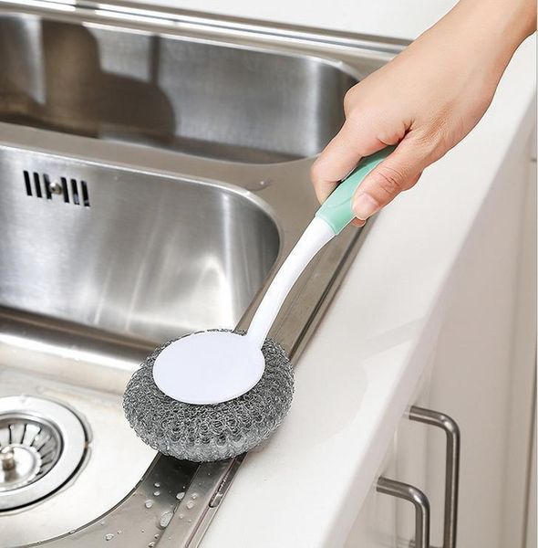 

creative long handle steel ball brush to oil wash pot brush dish brush kitchen washable cleaning h bbyvqg