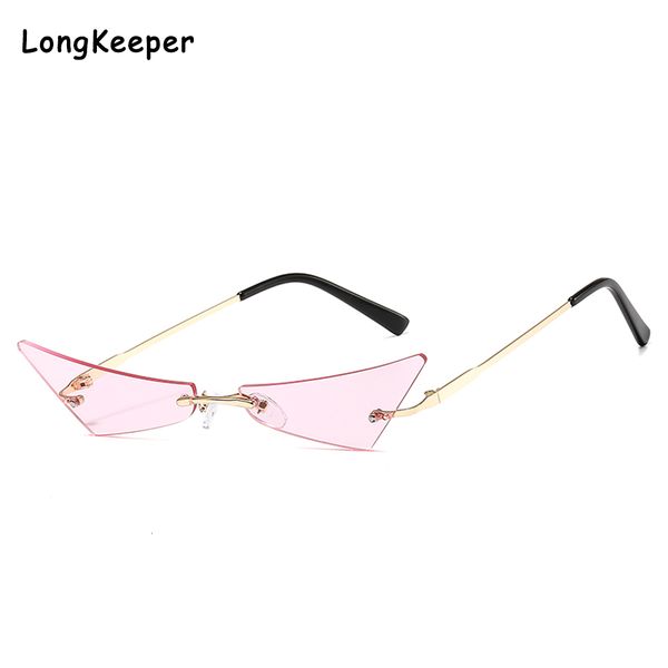 

black friday candy color cat eye sunglasses women triangle rimless sun glasses brand designer vintage clear lens party eyewear uv400, White;black
