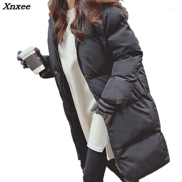 

2020 black warm hooded cotton long parka plus size winter jacket women coat thick cotton loose padded wadded inverno casaco1