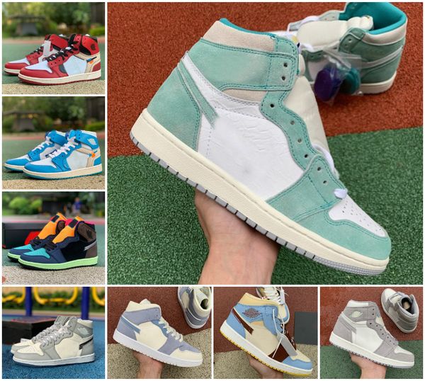 

2021 new arrival jumpman high 1 1s light smoke grey unc mens basketball shoes obsidian south beach sports trainers sneakers shoes