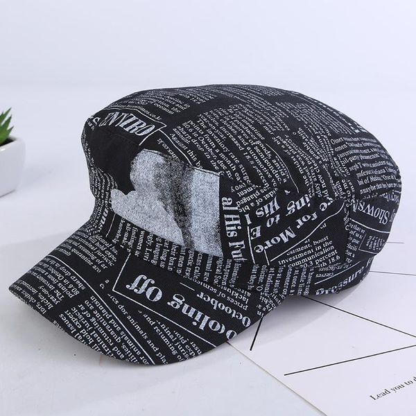 

2020 хлопок письмо печать hat осень sailor hat для женщин flat top женского путешествия кадетской капитан c береты 03, Blue;gray