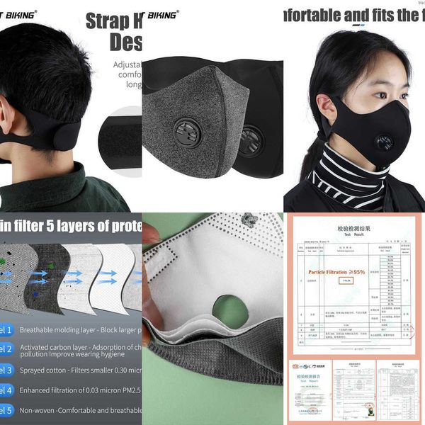 

factoryw0lgask sport anti face pollution pm2.5 activated cycling carbon 95% filtration effect training running mask