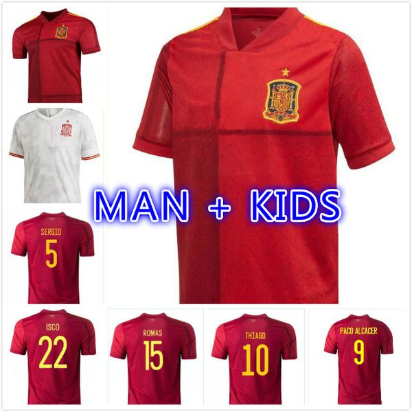 

adults and kids 2020 2021 spain soccer jerseys ramos thiago 20 21 national team diego costa rodri men+kids football shirt camisetas de futb, Black;yellow