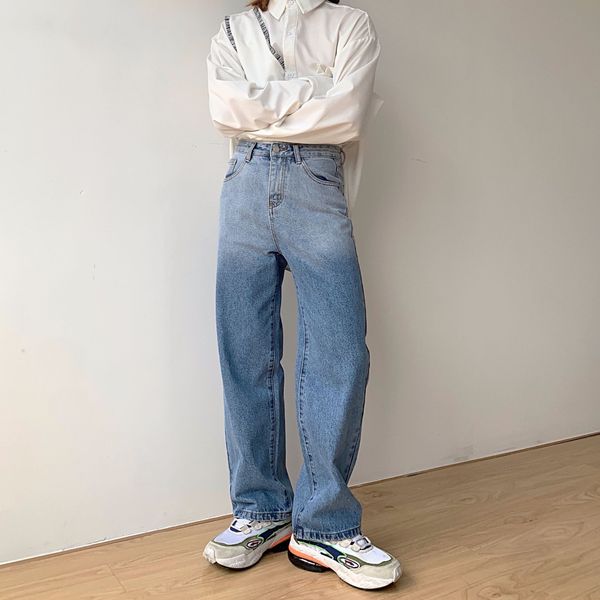 

nirben градиент стиль bf свободный тощие прямые джинсы трубки и джинсы папу брюки для мужчин и женщин nnme9, Blue