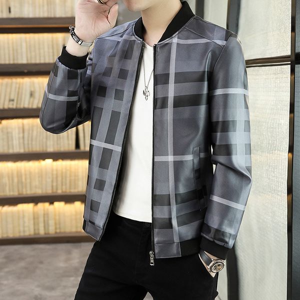 

2020 autumn new handsome fashion stand collar trend youth locomotive men's leather jacket imitation, Black;brown