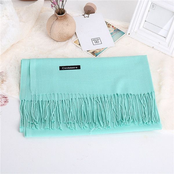 

new double-faced cashmere scarves in european and american solid colors can be used in autumn and winter to keep warm, Blue;gray