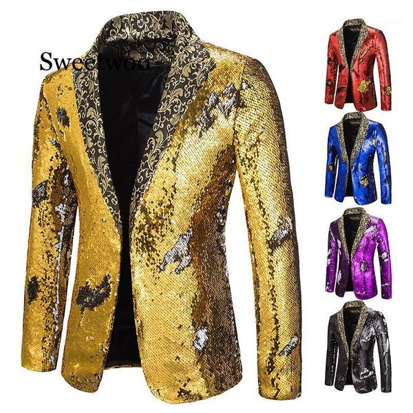 

2020 new red black sequin blazers jacket men evening party dress suit plus size 2xl suit jacket night club slim fit blazer coat1, White;black