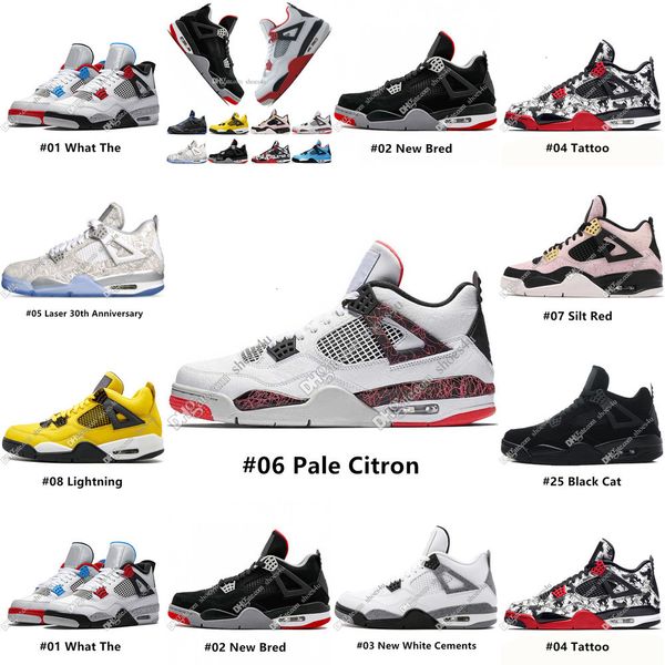 

4s bred 4 new what the 2019 cactus jack laser wings mens basketball shoes denim blue pale citron men sports designer sneakers 36-47, Black