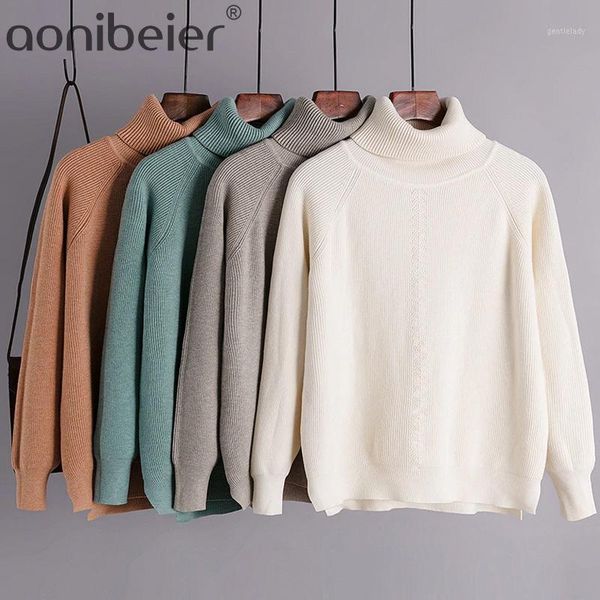 

women's sweaters aonibeier basic knit jumpers 2021 spring autumn long sleeve women sweater female turtleneck casual pullovers solid kni, White;black