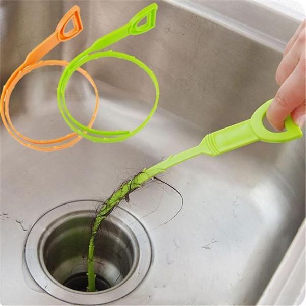 

plastic toilet kitchen sink snake shaped bathroom cleaner remover clogged hair drain pipe sewer hook clean tool