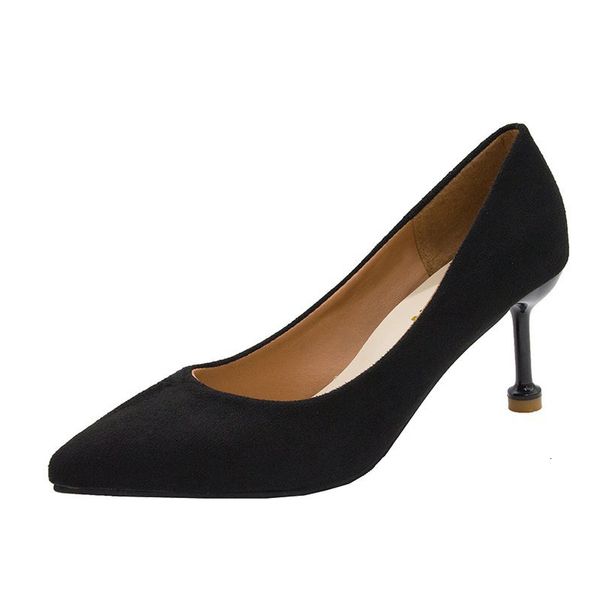 

women's pumps pointed toe fashion spring office lady shallow slip on leather single shoes autumn 2021 new 1 5hef, Black
