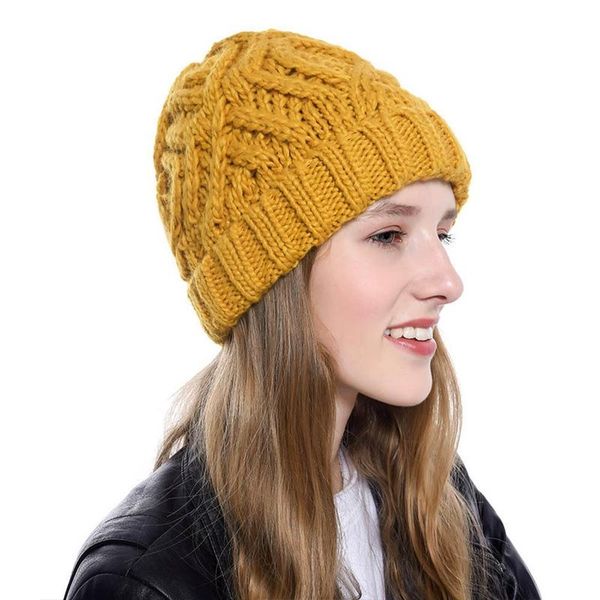 

coarse hat beanie cap women's winter knit ear cap warmer thick soft ski lady bonnet skullies beanies chunky knitted rib hats, Blue;gray