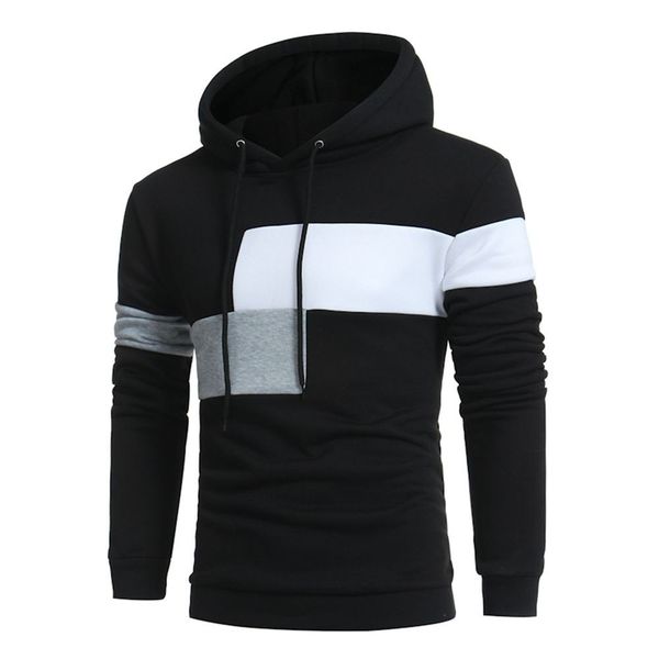 

european and american new matching sports for men's contrast color hoodie, Black