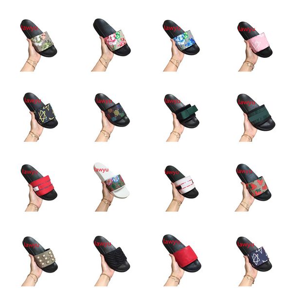 

with box 2022 men women designers slippers luxury sandals designer shoes slides summer fashion wide flat slippery runner 35-47, Black