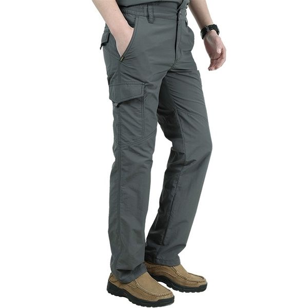 

quick dry casual pants men summer army military thin trousers mens tactical cargo pants male lightweight grey navy blue green 201110, Black