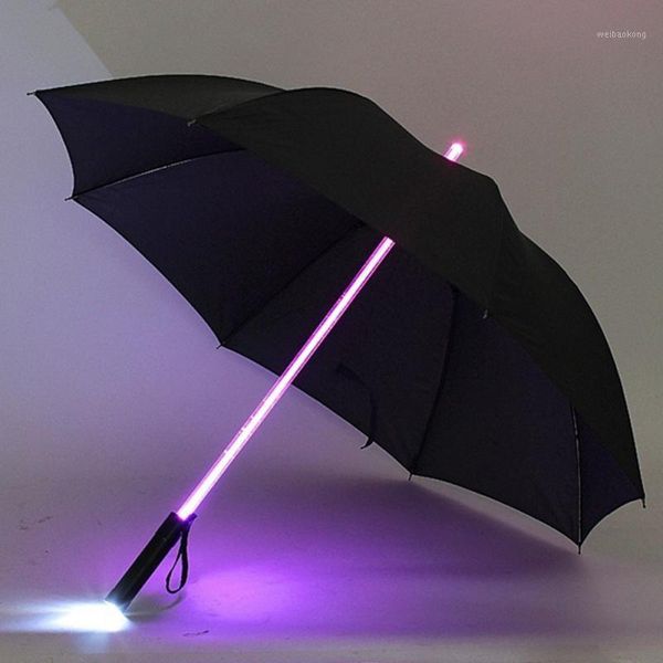 

wholesale- 7 color led lightsaber light up umbrella laser sword light up golf umbrellas changing on the shaft/built in torch flash umbrella1