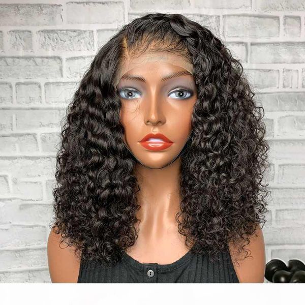 

side part 5*5 silk base wig with baby hair kinky curly lace front human hair wigs brazilian remy natural hairline wig, Black;brown