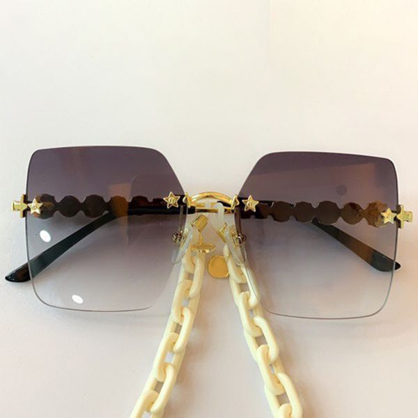

luxury fashion new with rectangle vintage rimless women sunglasses design men chain brand eyeglasses uv400 vqrgx, White;black