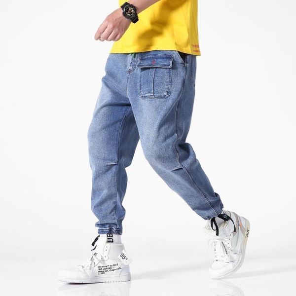 

men's cotton washed vintage hole denim jean pants trousers summer europe america style pocket ankle-length ripped jeans pant men1, Blue